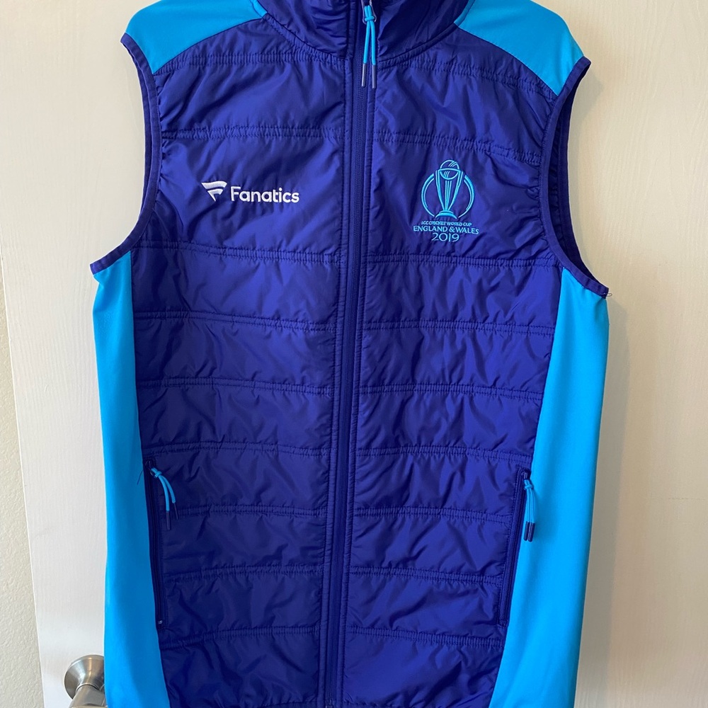 ICC ENGLAND Cricket Gilet World Cup 2016 Blue Sleeveless Jacket Fanatics XL